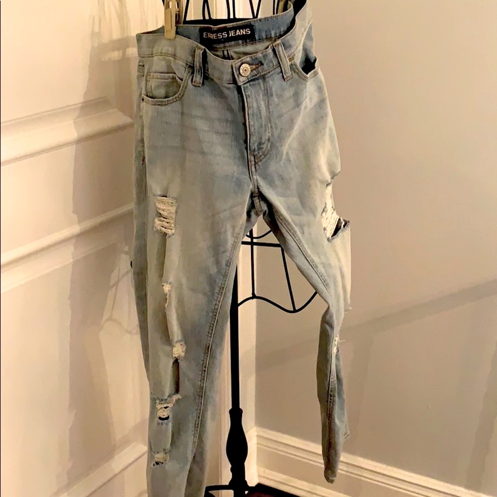 Express mid rise light washed jeans